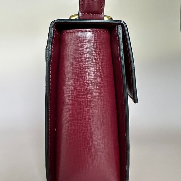 Cartier Wine Burgundy Leather Kelly Style Small Mini Top Handle Satchel Bag - Picture 7 of 10